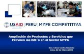 Ampliación de Productos y Servicios que Proveen las IMF´s en el Sector MYPE