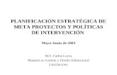 PLANIFICACIÓN ESTRATÉGICA DE META PROYECTOS Y POLÍTICAS DE INTERVENCIÓN Mayo-Junio de 2003