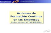 Acciones de Formación Continua en las Empresas Orden Ministerial TAS/500/2004