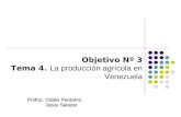 Objetivo Nº 3 Tema 4.  La producción agrícola en  Venezuela