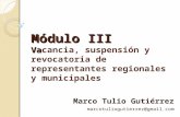 Módulo III  Va cancia, suspensión y revocatoria de   representantes regionales y municipales