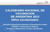 CALENDARIO NACIONAL DE VACUNACION DE ARGENTINA 2013 Niños escolarizados