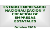 ESTADO EMPRESARIO  NACIONALIZACIÓN Y CREACIÓN DE EMPRESAS ESTATALES Octubre 2010