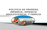 POLITICA DE PRIMERA INFANCIA, INFANCIA ADOLESCENCIA, Y FAMILIA