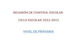 REUNIÓN DE CONTROL ESCOLAR  CICLO ESCOLAR 2012-2013 NIVEL DE PRIMARIA