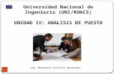 Universidad Nacional de Ingeniería ( UNI/RUACS) UNIDAD IV: ANALISIS DE PUESTO