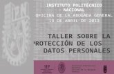 TALLER SOBRE LA PROTECCIÓN DE LOS   DATOS PERSONALES