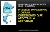 COMENTARIOS SOBRE EL SECTOR AGRO – INDUSTRIAL PRESIÓN IMPOSITIVA Y OTRAS CUESTIONES QUE