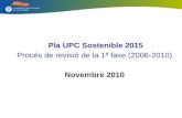 Pla  UPC Sostenible  2015 Procés  de  revisió  de la 1ª  fase (2006-2010) Novembre 2010