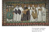 El emperador Justiniano y su séquito. San Vital,  Ravenna , 547  a.C .