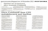 Dice Coldwell que CFE establecerá sus tarifas| Invertirán Afore en proyectos de energía