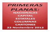 Primeras Planas Nacionales y Cartones 22 Noviembre 2012