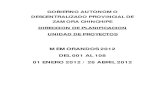 MEMORANDOS UNIDAD DE PROYECTOS 2012 DEL 001 AL 108. ENERO A ABRIL