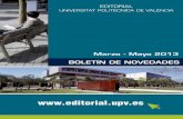 Novedades Editorial Universitat Politècnica de València (Marzo - Mayo 2013)