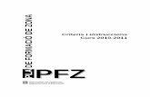 PFZ 2010-2011 Criteris i instruccions