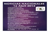Noticias Nacionales 16 Abril 2013