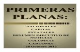 Primeras Planas Nacionales y Cartones 28 Octubre 2012