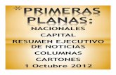 Primeras Planas Nacionales y Cartones 1 Octubre 2012