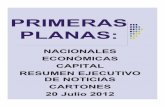 Primeras Planas Nacionales y Cartones 20 Julio 2012