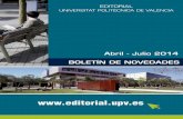Novedades Editorial Universitat Politècnica de València (Abril - Julio 2014)