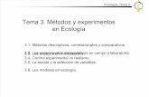 Ecología - Tema 3 Métodos y Experimentos en Ecología