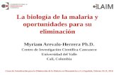 La biología de la malaria y oportunidades para su eliminación Myriam Arevalo-Herrera Ph.D. Centro de Investigación Científica Caucaseco Universidad del.