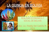 LA QUINUA EN BOLIVIA REALIDAD ECONOMICA Y SOCIAL DE BOLIVIA Doc. Lic. Freddy Del Castillo M. 2015 REALIDAD ECONOMICA Y SOCIAL DE BOLIVIA Doc. Lic. Freddy.