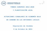 FONDOS EUROPEOS 2014-2020 Y PLANIFICACIÓN LOCAL ACTUACIONES SINGULARES DE ECONOMÍA BAJA EN CARBONO EN LAS ENTIDADES LOCALES Diputación de Córdoba 9 de.