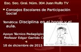 Esc. Sec. Gral. Núm. 304 Juan Rulfo TV Consejos Escolares de Participación Social Consejos Escolares de Participación Social Temática: Disciplina en el.