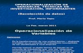 Tecnicas y Operacionalización (Univalle 2011)