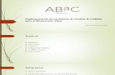 Presentación (Implantación de Un Sistema de Gestión de Calidad Para El Restaurante ABaC)