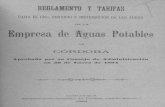 1894 Reglamento y tarifas de la Empresa de Aguas Potables de Córdoba