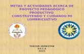 Metas y actividades acerca del proyecto pedagógico productivo lombricultivo