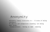 Anonymity 1 Presentation