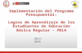 Implementación del Programa Presupuestal: Logros de Aprendizaje de los Estudiantes de Educación Básica Regular - PELA / Ministerio de Educación (Perú)