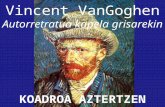 Vincent Van Goghen Autorretratua kapela grisarekin koadroa aztertzen