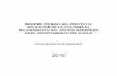 Informe Técnico Nº 16 Proyecto Maderas Chocó, septiembre-2016 APLICACIÓN DE LA CTeI PARA EL MEJORAMIENTO DEL SECTOR MADERERO EN EL DEPARTAMENTO DEL CHOCÒ