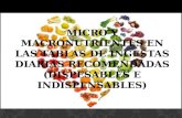 Micro y macronutrientes en las tablas de ingestas diarias recomendadas (dispensables e indispensables)