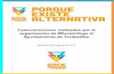 Resumen comunicaciones #RockinVega con Tordesillas a 20 de agosto de 2015