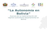 La Autonomía en Bolivia. Avances de la implementación del régimen autonómico departamental en Bolivia