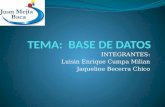 MODELAMIENTO DE BASE DE DATOS  TEMA : Base de datos