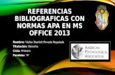 REFERENCIAS BIBLIOGRAFICAS CON NORMAS "APA" EN MS OFFICE 2013