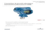 Transmisor de presión absoluta y manométrica Rosemount · PDF fileHoja de datos del producto Octubre de 2013 00813-0109-4690, Rev NB Funcionamiento de 0,065% con opción de alta