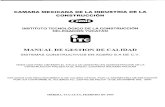 MANUAL DE GESTIÓN DE CALIDAD - · PDF filecÁmara mexicana de la industria de la construcciÓn instituto tecnolÓgico de la construcciÓn delegaciÓn yucatÁn manual de gestiÓn de