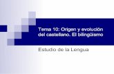 Tema 10: Origen y evolución del castellano. El bilingüismoorigen+del... · vacilaciones en la pronunciación y la escritura. ... • Este es el periodo de la literatura española