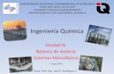 Ingeniería Química - Prof. Juan Rodriguez | Docencia · PDF fileIngeniería Química Unidad III. Balance de materia Sistemas Monofásicos UNIVERSIDAD NACIONAL EXPERIMENTAL POLITECNICA
