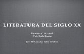 LITERATURA DEL SIGLO XX - convuelopresto.weebly.comconvuelopresto.weebly.com/uploads/2/4/3/8/24384314/literatura_del... · Corrientes que inﬂuyen en la literatura: Existencialismo: