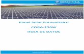 Panel Solar Fotovoltaico CORA-250W HOJA DE DATOS · PDF fileLos paneles solares se han convertido en una opción rentable para negocios y particulares en todo el país utilizando energía