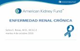 ENFERMEDAD RENAL CRÓNICA - · PDF filefunción de limpieza del riñón de forma externa • A largo plazo: Hemodíalisis, díalisis peritoneal • No suple otras funciones del riñón