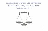 EL BALANCE DE MASAS EN LOS BIOPROCESOS …procesosbioti.wikispaces.com/file/view/Teoricos+Balance+de+masa... · En todas las Operaciones Unitarias hay transporte de masa (hay problemas